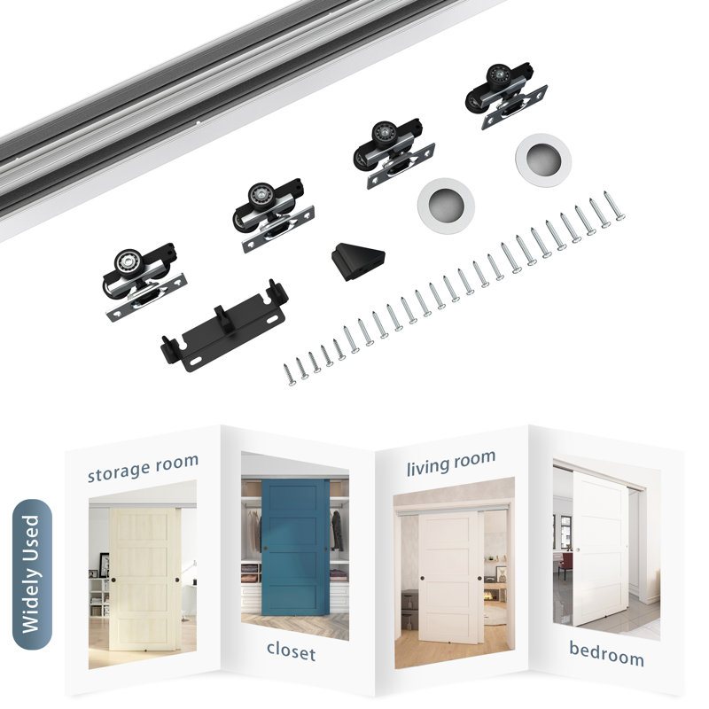 JUBEST Bypass Sliding Door Hardware, Bypass Wardrobe Closet Door